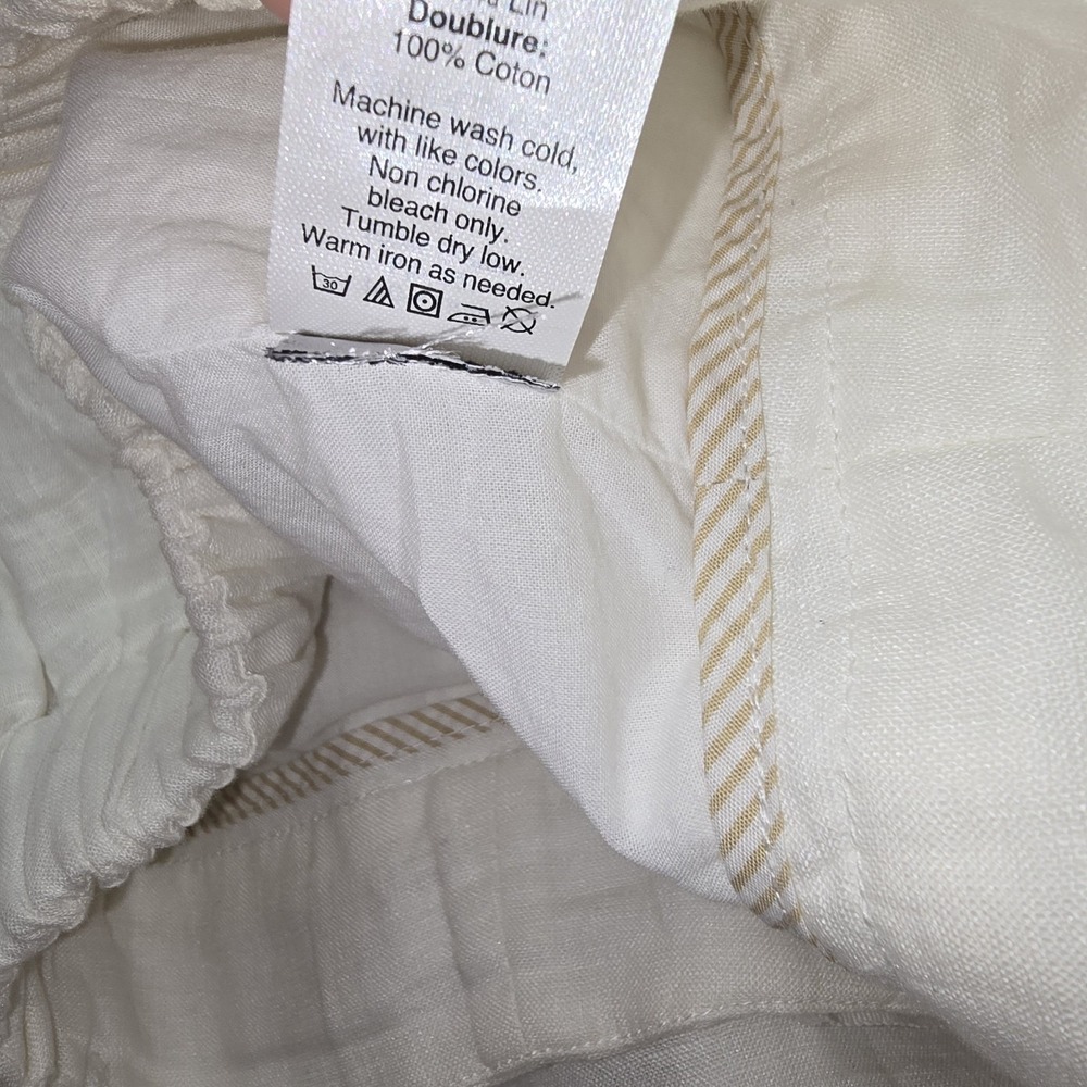 J Crew 100% Linen Drawstring Pull-On Waist Pockets Mini Skirt Size 4 Cream NWT - Picture 8 of 8